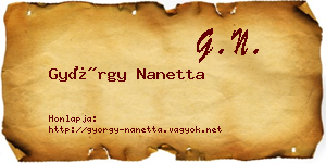 György Nanetta névjegykártya